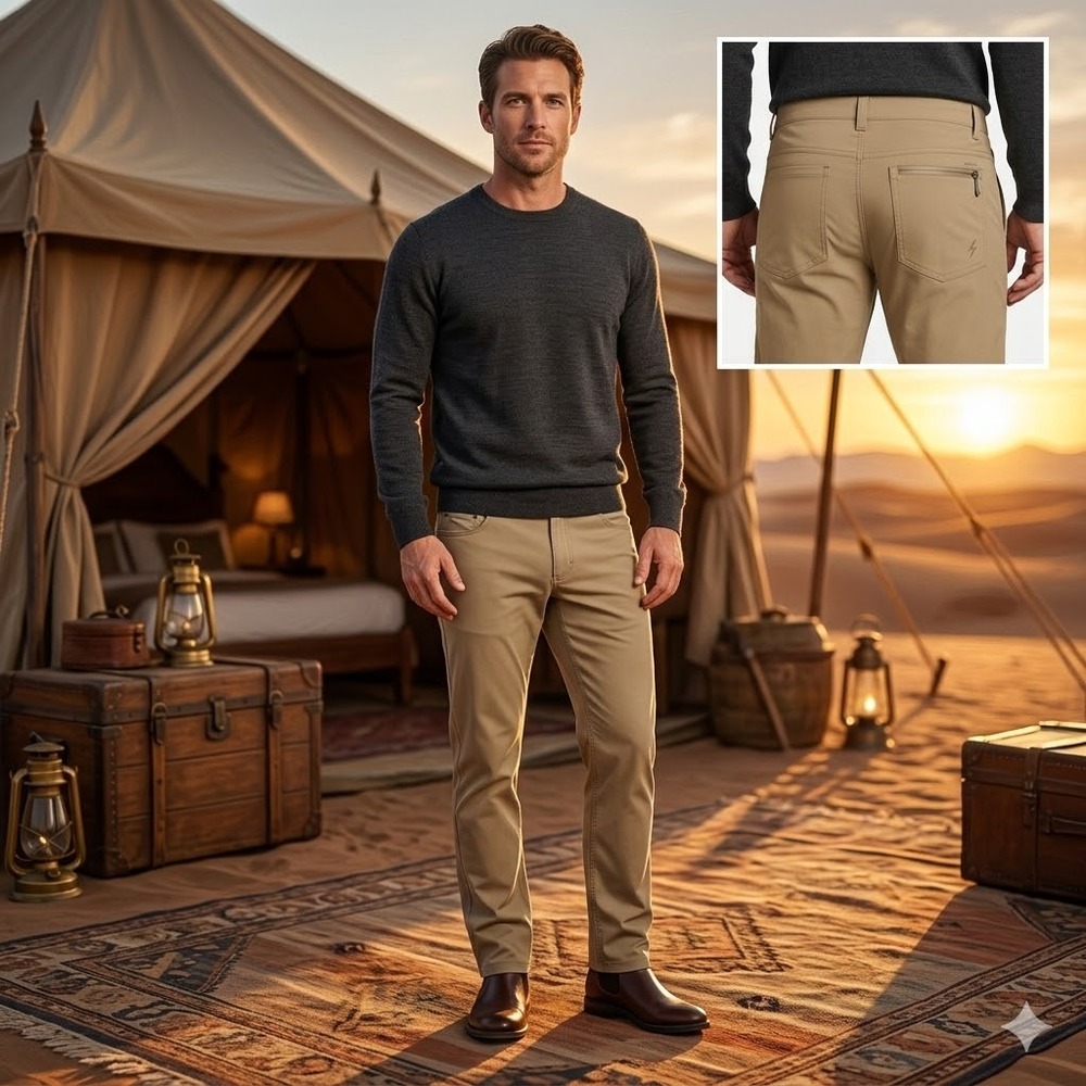 Eddie Bauer Travex Mens 35x32 Khaki Tan‎ Nylon Stretch Tactical Pants 13807889